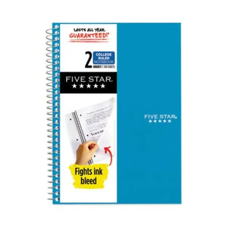 Five Star - MEA-06180 - Wirebound Notebook With Two Pockets, 2-subject, Medium/college Rule, Randomly Assorted Cover Color, (100) 9.5 X 6 Sheets