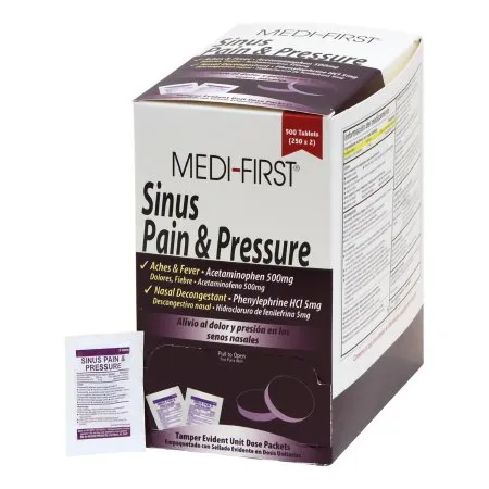 Medique Products - Medi-First - 81913 - Sinus Relief Medi-First 500 Mg - 5 Mg Strength Tablet 500 Per Box
