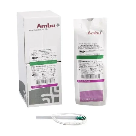 Ambu - Ambu Neuroline Inoject - 74438-45/10 - EMG Needle Electrode with Leadwire Ambu Neuroline Inoject 26 Gauge X 1-1/2 Inch Length X 30 Inch Lead Length Coated Stainless Steel Sterile Sharp Beveled Tip Disposable