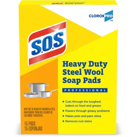 Clorox - 88320 - S.O.S. Steel Wool Soap Pad, Institutional, 15 ct, 12/cs (Continental US Only)