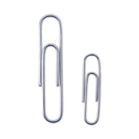 Universal - UNV-21001 - Plastic-coated Paper Clips With Two-compartment Dispenser Tub, (750) 2 Clips, (250) Jumbo Clips, Silver