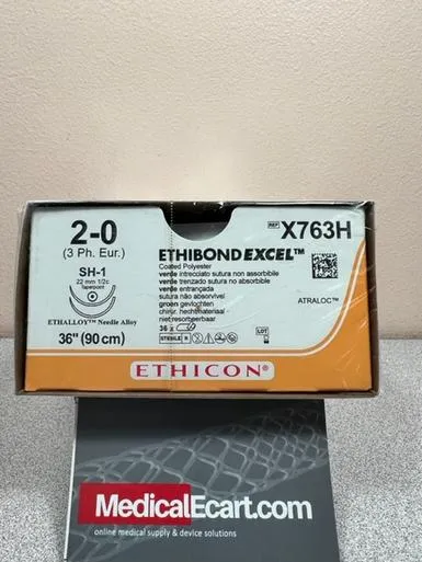 Ethicon Suture - X762H - ETHICON ETHIBOND EXCEL POLYESTER SUTURE TAPER POINT SIZE 30 36" GREEN BRAIDED NEEDLE SH1 SH1 3DZ/BX