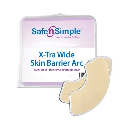 Safe n Simple - SNS21120 - Safe n'Simple X Tra Wide Skin Barrier Arc Safe n'Simple X Tra Wide Moldable Standard Wear Adhesive without Tape Without Flange Universal System Hydrocolloid 1/2 Curve 2 X 6 Inch