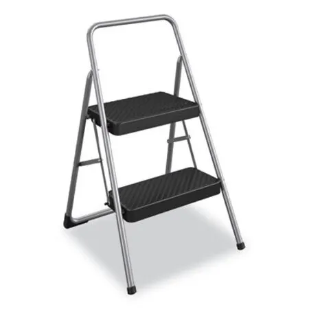 Cosco - CSC-11137PBL1E - 2-step Folding Steel Step Stool, 200 Lb Capacity, 28.13 Working Height, Cool Gray