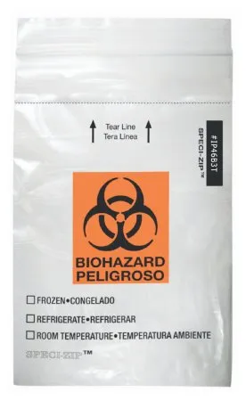Fisher Scientific - SPECI-ZIP - 22310402 - Biohazard Specimen Bag SPECI-ZIP Clear Bag 4 X 6 Inch