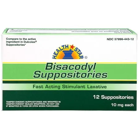 Geri-Care - Health Star - 444-12-HST - Laxative Health Star Suppository 12 per Box 10 mg Strength Bisacodyl USP