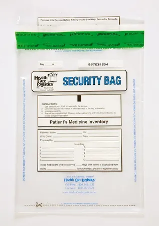 Health Care - Health Care Logistics - 10447 - Patient Medicine Inventory Bag Health Care Logistics 9 X 12 Inch Polyethylene Tamper Evident Tape Closure Clear
