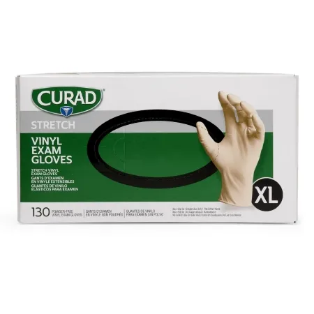 Medline - Curad - CUR9227 - Exam Glove Curad X-Large NonSterile Stretch Vinyl Standard Cuff Length Smooth Cream Not Rated