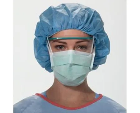 O & M Halyard - Fluidshield - 28806 - O&m Halyard  Surgical Mask  Anti Fog Foam Pleated Tie Closure One Size Fits Most Green Nonsterile Astm Level 1 Adult