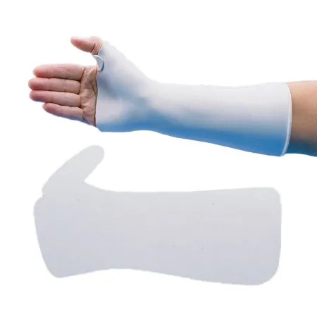 Patterson Medical Supply - Rolyan - A678320 - Wrist Splint With Thumb Spica Rolyan Pre-cut / Solid Polyflex Ii Thermoplastic Left Or Right Hand White Medium
