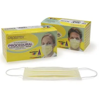 Market Lab - Crosstex - 8788 - Procedure Mask Crosstex Pleated Earloops One Size Fits Most Yellow NonSterile ASTM Level 2 Adult