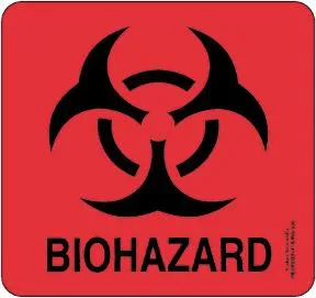 Fisher Scientific - Fisherbrand - 18999936 - Pre-printed Label Fisherbrand Warning Label Flourescent Red Paper Biohazard / Symbol Black Biohazard 7-3/5 X 7-3/5 Inch