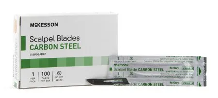 McKesson - 1632 - Brand Surgical Blade Brand Carbon Steel No. 10 Sterile Disposable Individually Wrapped