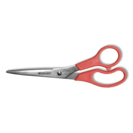 Westcott - ACM-40618 - Value Line Stainless Steel Shears, 8 Long, 3.5 Cut Length, Red Straight Handle