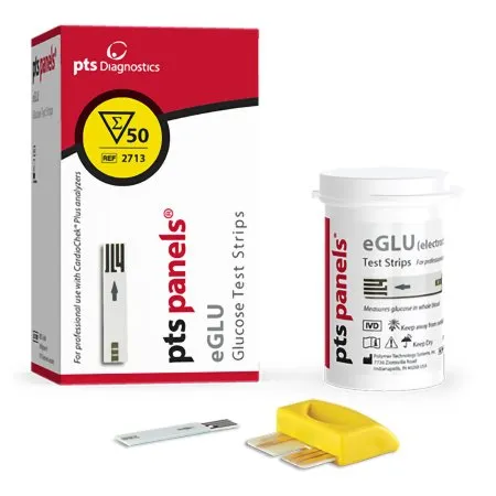 PTS Diagnostics - PTS Panel eGLU - 2713 - Reagent Test Strip PTS Panel eGLU Cardiac / Lipids / General Chemistry Glucose For CardioChek Plus Analyzers 50 Tests