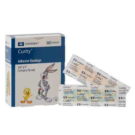 Cardinal - Curity - 44124 -  Adhesive Strip  3/4 X 3 Inch Plastic Rectangle Kid Design (Assorted Looney Tunes) Sterile