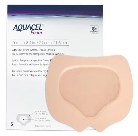 Convatec - Aquacel - 420828 -  Foam Dressing  8 1/2 X 9 1/2 Inch With Border Waterproof Film Backing Silicone Adhesive Sacral Sterile