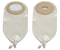 Nu-Hope - 8654FV-C - Adult Post-Op Urine Pouch Oval C Trim To Fit 1-3/16" x 2-1/4" with Flutter Valve, Convex.  Durable vinyl is strong and lightweight, easy application.