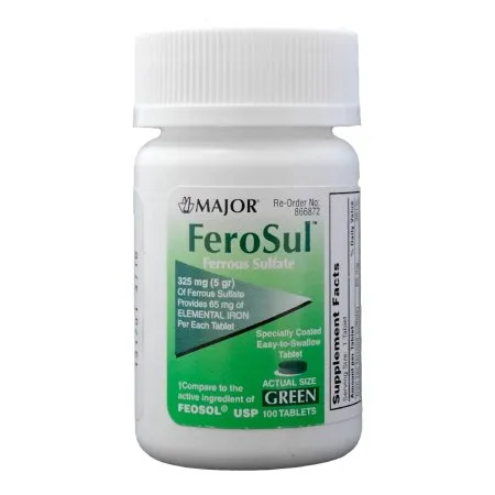 Major Pharmaceuticals - FeroSul - 00904759160 - Mineral Supplement FeroSul Iron 325 mg Strength Tablet 100 per Bottle