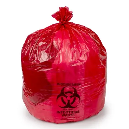 Colonial Bag - HDR334014 - Infectious Waste Bag Colonial Bag 33 gal. Red Bag HDPE 33 X 40 Inch