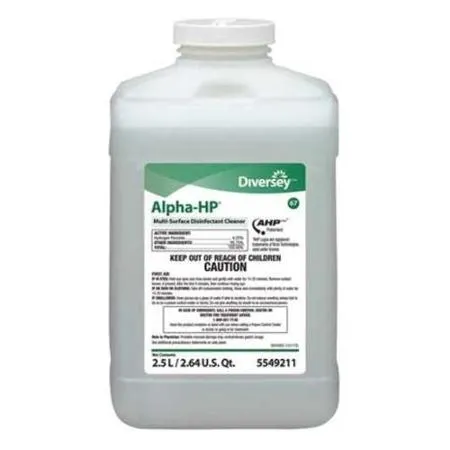 Lagasse - Diversey Alpha-HP - DVS5549211 - Diversey Alpha-HP Surface Disinfectant Cleaner Peroxide Based J-Fill Dispensing Systems Liquid Concentrate 2.5 Liter Bottle Citrus Scent NonSterile