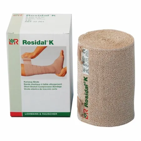 Patterson medical - Rosidal K - 081515139 - Compression Bandage Rosidal K 3-3/20 Inch X 5-1/2 Yard Clip Detached Closure Tan NonSterile High Compression