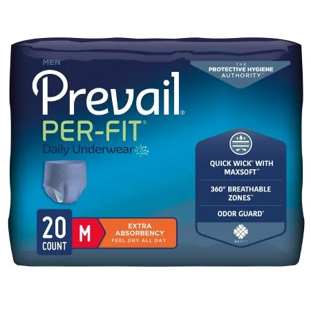 First Quality - Prevail Per-Fit Men - PFM-512 - Prevail Per Fit Men Male Adult Absorbent Underwear Prevail Per Fit Men Pull On with Tear Away Seams Medium Disposable Moderate Absorbency