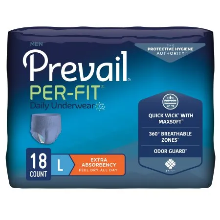 First Quality - Prevail Per-Fit Men - PFM-513 - Prevail Per Fit Men Male Adult Absorbent Underwear Prevail Per Fit Men Pull On with Tear Away Seams Large Disposable Moderate Absorbency