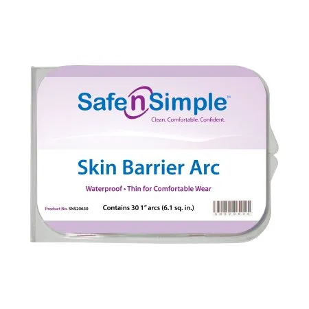 Safe n Simple - SNS20630 - Safe n'Simple X Tra Wide Skin Barrier Arc Safe n'Simple X Tra Wide Moldable Standard Wear Hydrocolloid 1/2 Curve 1 X 1 Inch
