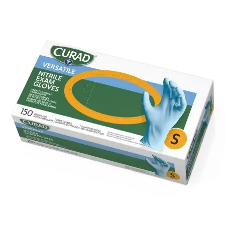 Medline - Curad - CUR9314 - Exam Glove Curad Small NonSterile Nitrile Standard Cuff Length Fully Textured Blue Chemo Tested