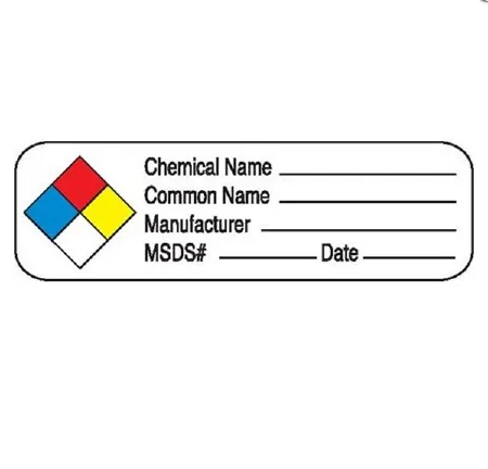 Market Lab - 0737 - Pre-printed Label Warning Label White Paper Chemical Name _____ / Common Name ______ / Manufacturer _______ Msds ______ Date ____ Black Biohazard 3/4 X 2-1/2 Inch