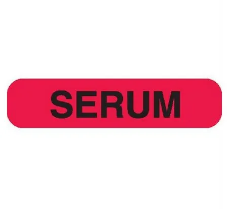 Market Lab - 8022 - Pre-printed Label Auxiliary Label Red Paper Serum Black Lab / Specimen