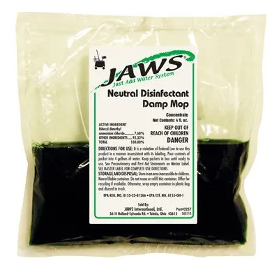 Canberra - JAWS - JAWS-3806-93 - JAWS Surface Disinfectant Cleaner Quaternary Based Manual Pour Liquid Concentrate 4 oz. Pouch Citrus Floral Scent NonSterile