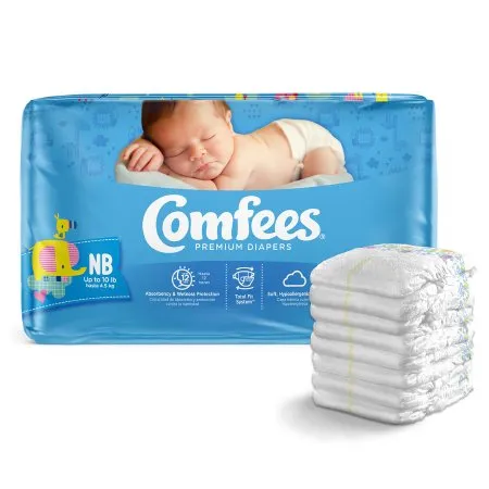 Attends Healthcare Products - Comfees - 41536 -  Unisex Baby Diaper  Newborn Disposable Moderate Absorbency