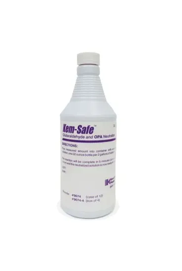 Kem Medical Products - 9074 - Kem Safe OPA / Glutaraldehyde Neutralizer Kem Safe RTU Liquid 32 oz. Bottle Single Use
