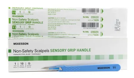 McKesson - 1626 - Scalpel No. 11 Stainless Steel / Plastic Sensory Grip Handle Sterile Disposable