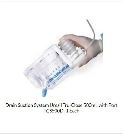 Uresil - Tru-Close - TCS500D - Tru Close Suction Drainage Bag Tru Close 500 mL Dual Anti Reflux Barrier