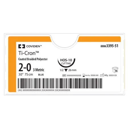 Covidien - Ticron - 88863003-32 - Nonabsorbable Suture Without Needle Ticron Polyester Braided Size 4-0
