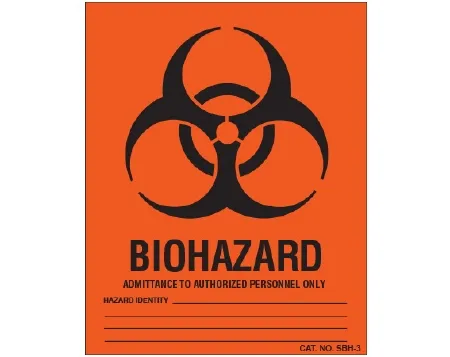 Shamrock Scientific - SBH-3 - Pre-printed Label Shamrock Warning Label Red Biohazard / Admittance To Authorized Personnel Only / Hazard Identity _____ … Black Biohazard 8 X 10 Inch