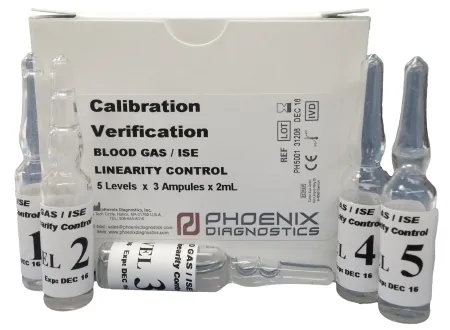 Phoenix Diagnostics - PH5001 - Calibration Verification Set Blood Gas / ISE 5 X 3 X 2 mL For Blood Gas and Ion Selective Electrode Instruments Ready-to-Use Liquid