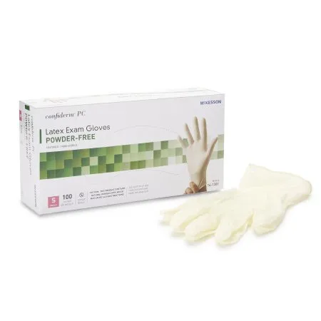 McKesson - 14-1381 - Confiderm Exam Glove Confiderm Small NonSterile Latex Standard Cuff Length Fully Textured Ivory Not Rated