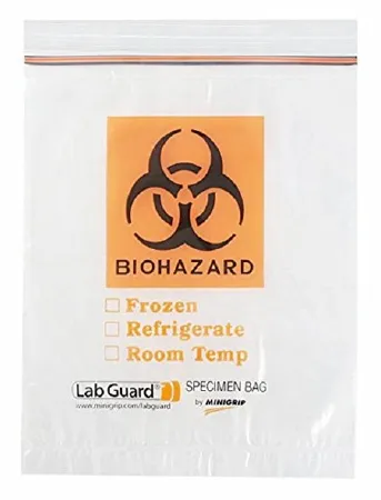 Fisher Scientific - Lab Guard - 22306325 - Biohazard Specimen Bag Lab Guard Clear Bag Polyethylene 4 X 6 Inch