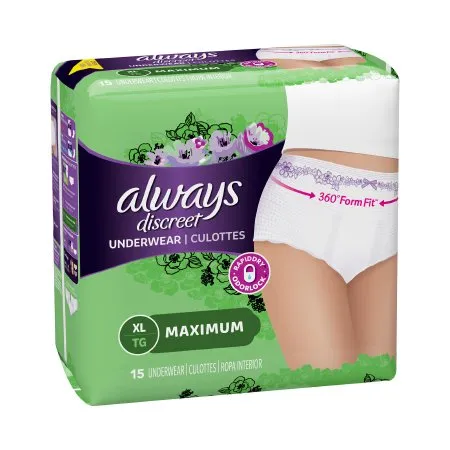 Procter & Gamble - Always Discreet - 10037000887611 - Female Adult Absorbent Underwear Always Discreet Pull On with Tear Away Seams X-Large Disposable Heavy Absorbency
