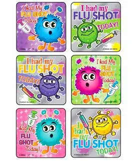 Medibadge - Kids Love Stickers - M2212 - Kids Love Stickers 75 Per Roll I Got My Flu Shot Sticker 2-1/2 Inch