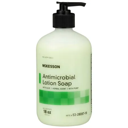 McKesson - 53-28087-18 - Antimicrobial Soap Lotion 18 oz. Pump Bottle Herbal Scent