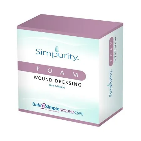 Safe n Simple - Simpurity - SNS51W02 -  Foam Dressing  2 X 2 Inch Without Border Film Backing Nonadhesive Square Sterile