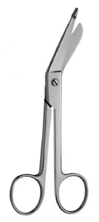 V. Mueller - SU2001 - Bandage Scissors V. Mueller Lister 3-1/2 Inch Length Surgical Grade Stainless Steel NonSterile Finger Ring Handle Angled Blunt Tip / Blunt Tip