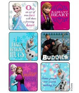 Medibadge - Disney - 1555P - Disney 75 Per Pack Frozen Snowflakes N Slogans Sticker 2-1/2 Inch