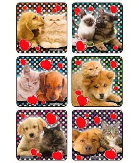 Medibadge - Kids Love Stickers - 2904 - Kids Love Stickers 90 Per Roll Lovable Dog N Cat Photos , Assorted Sticker 2-1/2 Inch
