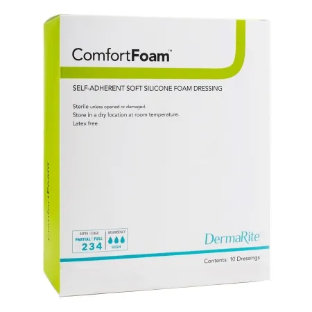 Dermarite - ComfortFoam - 44220 - DermaRite Industries  Foam Dressing  2 X 2 Inch Without Border Film Backing Silicone Face and Silicone Adhesive Square Sterile